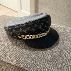 Monogram Black with Gold Chain Leather Cap